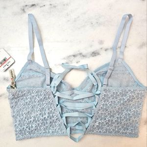 NWT Free People Lele Longline Blue Lace Corset Bra